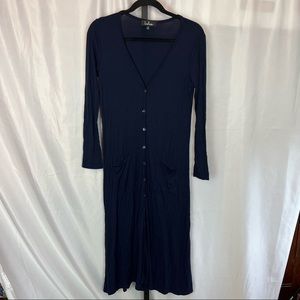 Lulus Graceful Ways Navy Blue Ribbed Cardigan Duster, size Small